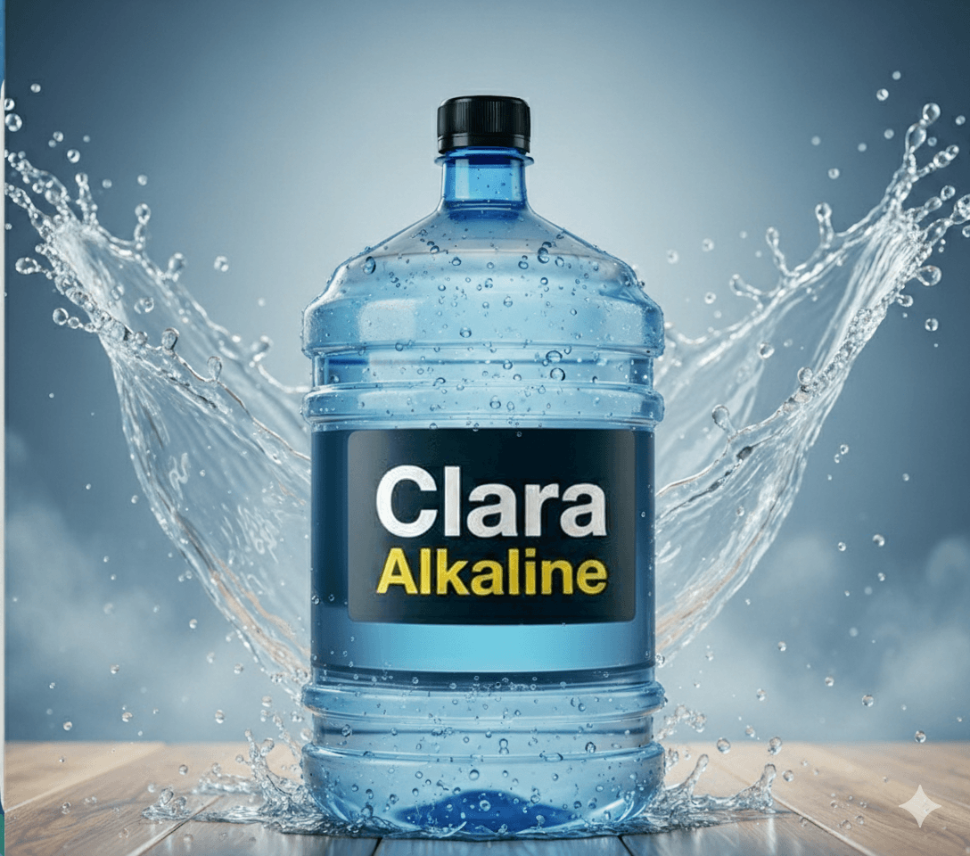 Clara Alkaline 20L Water Can with splashing water